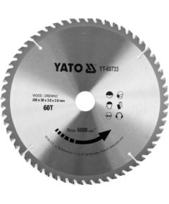 Griešanas disks kokam Yato YT-60733; 255x30x2,0 mm Zāģripas