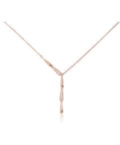 Sudraba kaklarota #2500156(PAu-R)_CZ, Sudrabs 925°, sarkanais zelts (pārklājums), Cirkoni, garums: 42 cm, 3.2 gr. Ar zelta pārklājumu