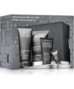 Clinique Clinique For Men Refreshed Skin for Him zestaw peeling do twarzy 100ml + balsam nawilżający 100ml + żel do mycia twarzy 50ml + krem pod oczy 7ml + kosmetyczka Smaržas - NESAKĀRTOTS