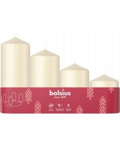 Bolsius Sveces cilindrs 4 gab. Ø120, 100, 80, 60x48mm krēmkrāsas Sveces un svečturi