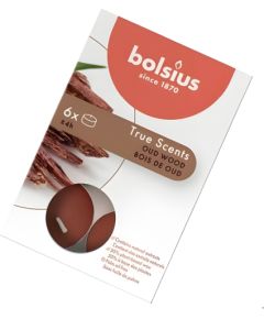 Bolsius Tējas sveces arom. 6 gab.True Scents oud wood Sveces un svečturi