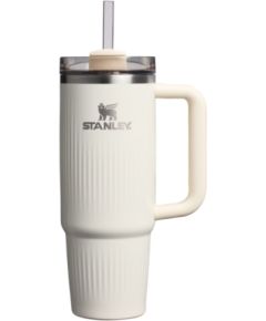 Stanley Termokrūze ar salmiņu The Quencher H2.0 Fluted Tumbler 0.89L glancētā krēmkrāsā Termosi un Termokrūzes
