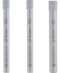 dimanta urbju komplekts Bosch 2607011626; 6-8 mm; 3 gab. Piederumi urbjiem