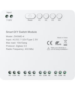 4-channel ZigBee switch module with voltage-free DC 32V contact Avatto ZWSMMD-4-32V Viedie slēdži