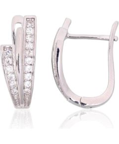 Серебряные серьги на английском замке #2204128(PRh-Gr)_CZ, Серебро 925°, родий (покрытие), Цирконы, 3 гр. Ar "angļu" slēdzēju