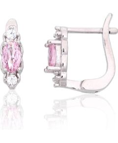 Sudraba auskari ar 'angļu' slēdzēju #2204112(PRh-Gr)_CZ+CZ-PI, Sudrabs 925°, rodijs (pārklājums), Cirkoni, 1.7 gr. Ar "angļu" slēdzēju