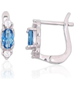 Серебряные серьги на английском замке #2204112(PRh-Gr)_CZ+CZ-LB, Серебро 925°, родий (покрытие), Цирконы, 1.7 гр. Ar "angļu" slēdzēju