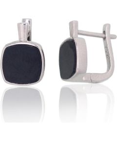 Sudraba auskari ar 'angļu' slēdzēju #2204109(PRh-Gr)_ON, Sudrabs 925°, rodijs (pārklājums), Onikss, 2.3 gr. Ar "angļu" slēdzēju