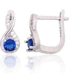 Серебряные серьги на английском замке #2204106(PRh-Gr)_CZ+CZ-B, Серебро 925°, родий (покрытие), Цирконы, 2 гр. Ar "angļu" slēdzēju