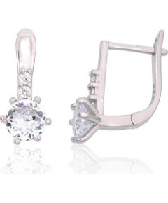 Серебряные серьги на английском замке #2204105(PRh-Gr)_CZ, Серебро 925°, родий (покрытие), Цирконы, 1.8 гр. Ar "angļu" slēdzēju