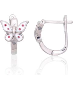 Sudraba auskari ar 'angļu' slēdzēju #2204094(PRh-Gr)_ML-W+ML-R, Sudrabs 925°, rodijs (pārklājums), Juvelieru emalja, 1.7 gr. Ar "angļu" slēdzēju