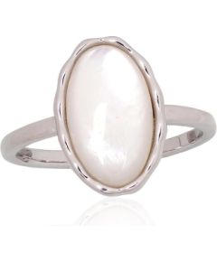 Серебряное кольцо #2101939(PRh-Gr)_PL, Серебро 925°, родий (покрытие), Перламутр, Размер: 19.5, 2.9 гр. Sieviešu