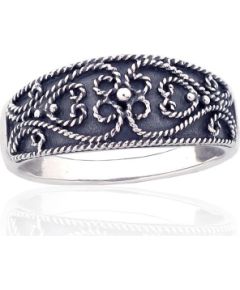 Серебряное кольцо #2101874(POx-Bk), Серебро 925°, оксид (покрытие), Размер: 17.5, 4.1 гр. Sieviešu