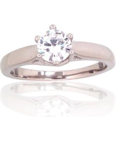 Sudraba gredzens #2101820(PRh-Gr)_CZ, Sudrabs 925°, rodijs (pārklājums), Cirkoni, Izmērs: 17, 2.6 gr. Saderināšanās gredzeni