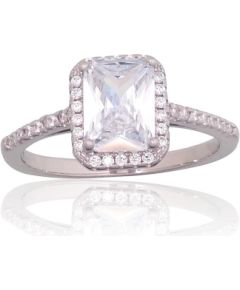 Sudraba gredzens #2101808(PRh-Gr)_CZ, Sudrabs 925°, rodijs (pārklājums), Cirkoni, Izmērs: 18, 3 gr. Sieviešu