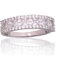 Серебряное кольцо #2101806(PRh-Gr)_CZ, Серебро 925°, родий (покрытие), Цирконы, Размер: 17.5, 2.8 гр. Sieviešu