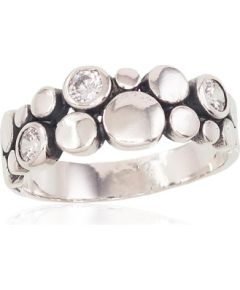 Серебряное кольцо #2101564(POx-Bk)_CZ, Серебро 925°, оксид (покрытие), Цирконы, Размер: 19, 3.2 гр. Sieviešu