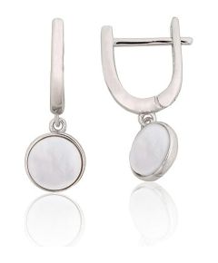 Sudraba auskari ar 'angļu' slēdzēju #2204311(PRh-Gr)_PL, Sudrabs 925°, rodijs (pārklājums), Perlamutrs, 2.5 gr. Ar "angļu" slēdzēju