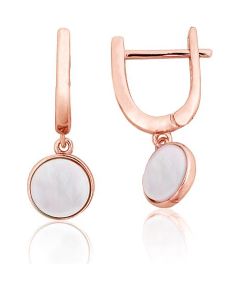 Sudraba auskari ar 'angļu' slēdzēju #2204311(PAu-R)_PL, Sudrabs 925°, sarkanais zelts (pārklājums), Perlamutrs, 2.5 gr. Ar "angļu" slēdzēju