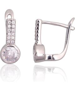 Серебряные серьги на английском замке #2203768(PRh-Gr)_CZ, Серебро 925°, родий (покрытие), Цирконы, 3.6 гр. Ar "angļu" slēdzēju