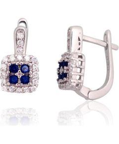 Sudraba auskari ar 'angļu' slēdzēju #2203762(PRh-Gr)_CZ+CZ-B, Sudrabs 925°, rodijs (pārklājums), Cirkoni, 3.2 gr. Ar "angļu" slēdzēju