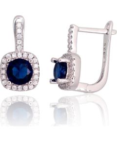 Sudraba auskari ar 'angļu' slēdzēju #2203761(PRh-Gr)_CZ+CZ-B, Sudrabs 925°, rodijs (pārklājums), Cirkoni, 4.3 gr. Ar "angļu" slēdzēju