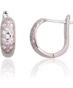 Серебряные серьги на английском замке #2203759(PRh-Gr)_CZ, Серебро 925°, родий (покрытие), Цирконы, 3.7 гр. Ar "angļu" slēdzēju