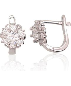 Sudraba auskari ar 'angļu' slēdzēju #2202945(PRh-Gr)_CZ, Sudrabs 925°, rodijs (pārklājums), Cirkoni, 2.3 gr. Ar "angļu" slēdzēju