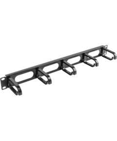 Rack 19" 1U kabeļu organizators 5 plastmasas gredzeni MELNS Серверы и компоненты серверов