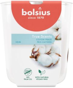 Bolsius Ароматическая свеча. Стеклянный флакон. True Scents Ø80x73 мм, свежий хлопок. Свечи и подсвечники