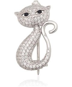 Sudraba piespraude #2920234(PRh-Gr)_CZ+CZ-BK, Sudrabs 925°, rodijs (pārklājums), Cirkoni, 2.9 gr. Sudraba piespraude