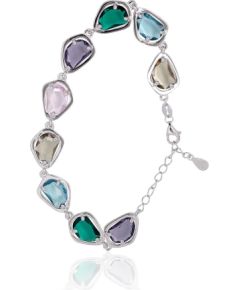 Sudraba aproce #2600445(PRh-Gr)_CZ-MIX, Sudrabs 925°, rodijs (pārklājums), Cirkoni, garums: 17 cm, 8.3 gr.  "Orio" kolekcija