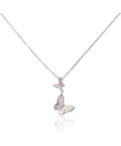 Sudraba kaklarota #2500157(PRh-Gr)_CZ+PL, Sudrabs 925°, rodijs (pārklājums), Cirkoni, Perlamutrs, garums: 42 cm, 2.3 gr. Bez akmeņiem