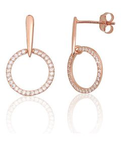 Серебряные серьги-пуссеты #2204300(PAu-R)_CZ, Серебро 925°, красное золото (покрытие), Цирконы, 1.5 гр. Puseti