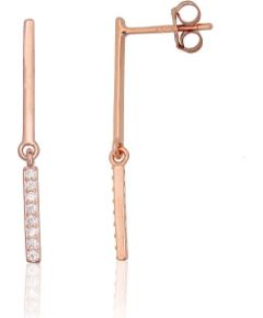 Sudraba auskari-puseti #2204299(PAu-R)_CZ, Sudrabs 925°, sarkanais zelts (pārklājums), Cirkoni, 1.2 gr. Puseti