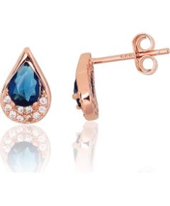 Серебряные серьги-пуссеты #2204297(PAu-R)_CZ+CZ-B, Серебро 925°, красное золото (покрытие), Цирконы, 1.4 гр. Puseti