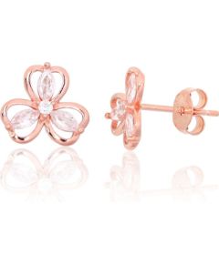 Серебряные серьги-пуссеты #2204137(PAu-R)_CZ, Серебро 925°, красное золото (покрытие), Цирконы, 1.2 гр. Puseti