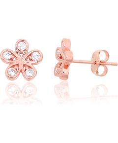 Серебряные серьги-пуссеты #2204136(PAu-R)_CZ, Серебро 925°, красное золото (покрытие), Цирконы, 1.6 гр. Puseti