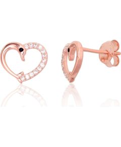 Sudraba auskari-puseti #2204135(PAu-R)_CZ+CZ-BK, Sudrabs 925°, sarkanais zelts (pārklājums), Cirkoni, 1 gr. Puseti