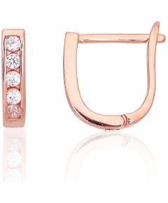 Sudraba auskari ar 'angļu' slēdzēju #2204122(PAu-R)_CZ, Sudrabs 925°, sarkanais zelts (pārklājums), Cirkoni, 1.1 gr. Ar "angļu" slēdzēju