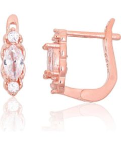 Серебряные серьги на английском замке #2204112(PAu-R)_CZ, Серебро 925°, красное золото (покрытие), Цирконы, 1.7 гр. Ar "angļu" slēdzēju