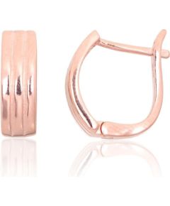 Серебряные серьги на английском замке #2204086(PAu-R), Серебро 925°, красное золото (покрытие), 2.7 гр. Ar "angļu" slēdzēju