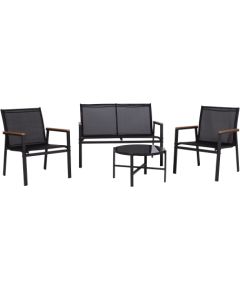Garden furniture set CANAAN table, bench and 2 chairs, black Jaunumi -Dārzam