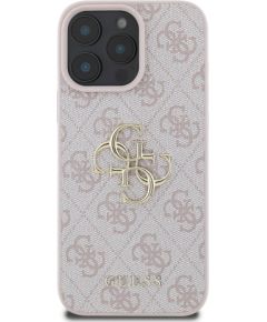 Guess PU 4G Metal Logo Case Защитный чехол для iPhone 16 Pro Max / розовый Чехлы - альтернативные