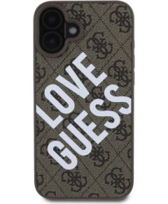 Guess PU Leather 4G Big Love Logo MagSafe Case Aizsargapvalks priekš iPhone 16 / brūns Neoriģinālie Maciņi