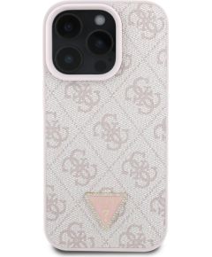 Guess PU 4G Strass Triangle Metal Logo Case Защитный чехол для iPhone 16 Pro Max / розовый Чехлы - альтернативные