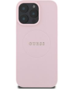 Guess PU Grained Classic Logo MagSafe Case Aizsargapvalks priekš iPhone 16 Pro / rozā Neoriģinālie Maciņi