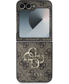 Guess PU 4G Metal Logo Case Aizsargapvalks priekš Samsung Galaxy Z Flip 6/7 FE / brūns Neoriģinālie Maciņi