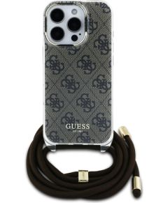 Guess IML 4G Printed Crossbody Strap Case Aizsargapvalks priekš iPhone 16 Pro / brūns Neoriģinālie Maciņi