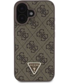 Guess PU 4G Strass Triangle Metal Logo Case + Crossbody Strap for iPhone 16 / brūns Neoriģinālie Maciņi